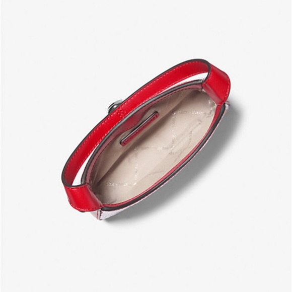 MICHAEL KORS LYRA AUTHENTIC Mini Logo Crossbody Bright Red - Picture 3 of 6